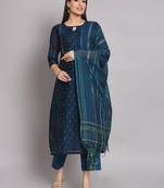  women kurta and trouser duppata set chanderi modal butti