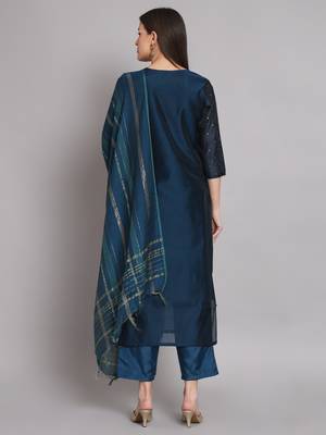  women kurta and trouser duppata set chanderi modal butti 2