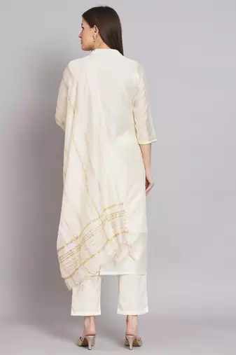  women kurta and trouser duppata set chanderi modal butti