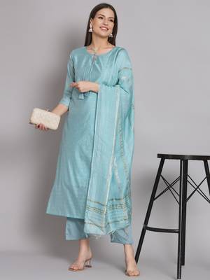 women kurta and trouser duppata set chanderi modal butti 1