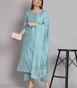  women kurta and trouser duppata set chanderi modal butti