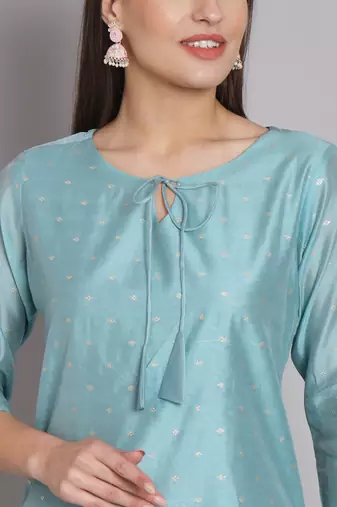  women kurta and trouser duppata set chanderi modal butti