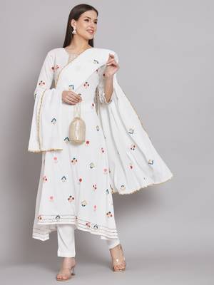 embroiderd flared anarkali kurta with trouser and dupatta 1
