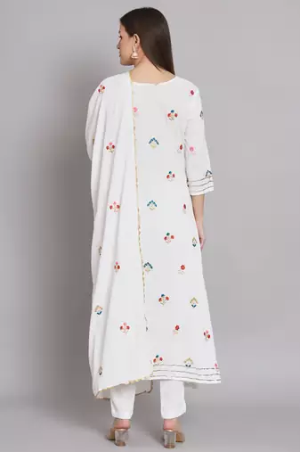  embroiderd flared anarkali kurta with trouser and dupatta