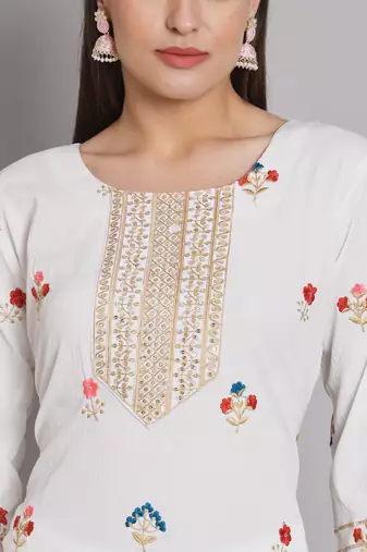  embroiderd flared anarkali kurta with trouser and dupatta