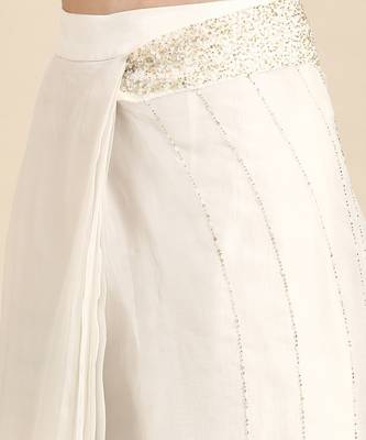 Ivory silk organza embellished saree 4
