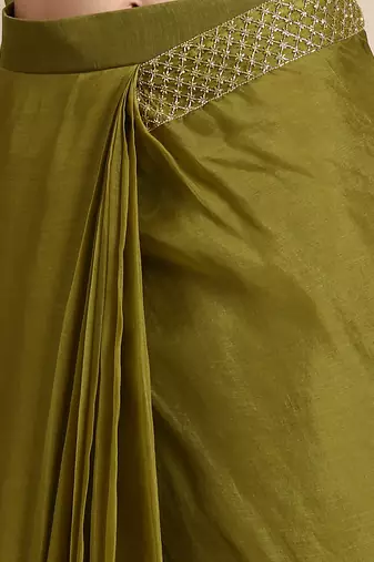 Green silk organza embellished saree