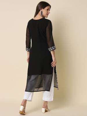 women chikan/ chikankari embroidery georgette straight kurta 2