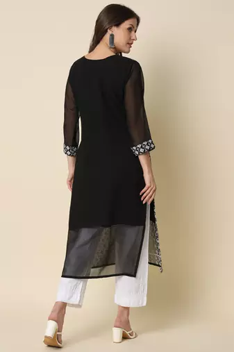  women chikan/ chikankari embroidery georgette straight kurta