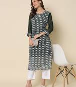  women chikan/ chikankari embroidery georgette straight kurta