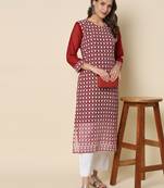  women chikan/ chikankari embroidery georgette straight kurta