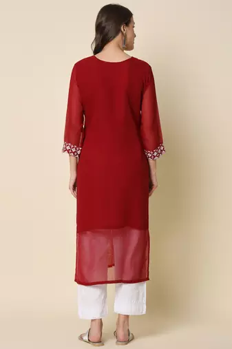  women chikan/ chikankari embroidery georgette straight kurta
