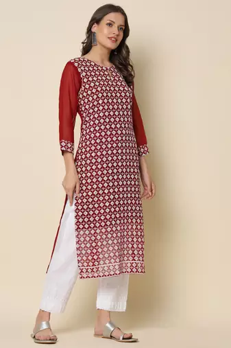  women chikan/ chikankari embroidery georgette straight kurta
