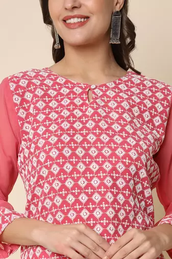  women chikan/ chikankari embroidery georgette straight kurta