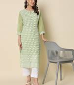 women chikan/ chikankari embroidery georgette straight kurta