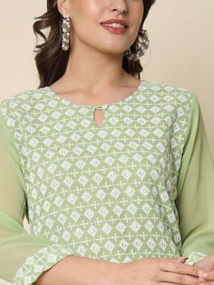  women chikan/ chikankari embroidery georgette straight kurta 4