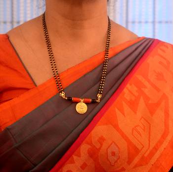 Black beads mangalsutra with Laxmi vati short 18" one gram gold 2