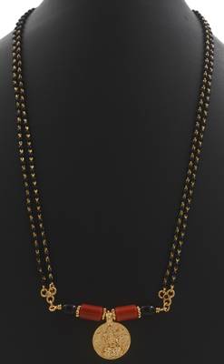 Black beads mangalsutra with Laxmi vati short 18" one gram gold 3