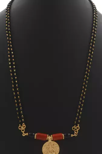 Black beads mangalsutra with Laxmi vati short 18" one gram gold