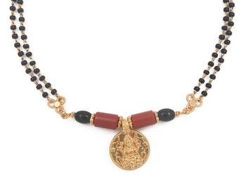 Black beads mangalsutra with Laxmi vati short 18" one gram gold 4