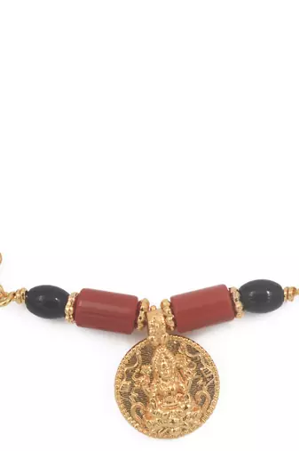 Black beads mangalsutra with Laxmi vati short 18" one gram gold