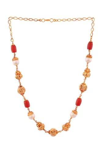 Pearl multistrand necklace SHORT one gram gold