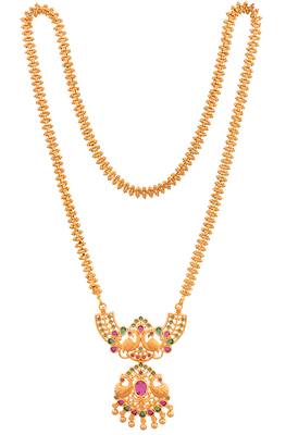 Golden necklace with ruby emerald pendant MEDIUM length one gram gold 3