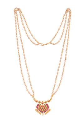 Pearl necklace with ruby pendant Medium one gram gold 3