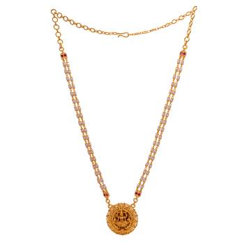 Pearl necklace with Laxmi pendant and rubies one gram gold 3