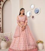 beautiful Pink girlish designer lehenga with intricate Thread work