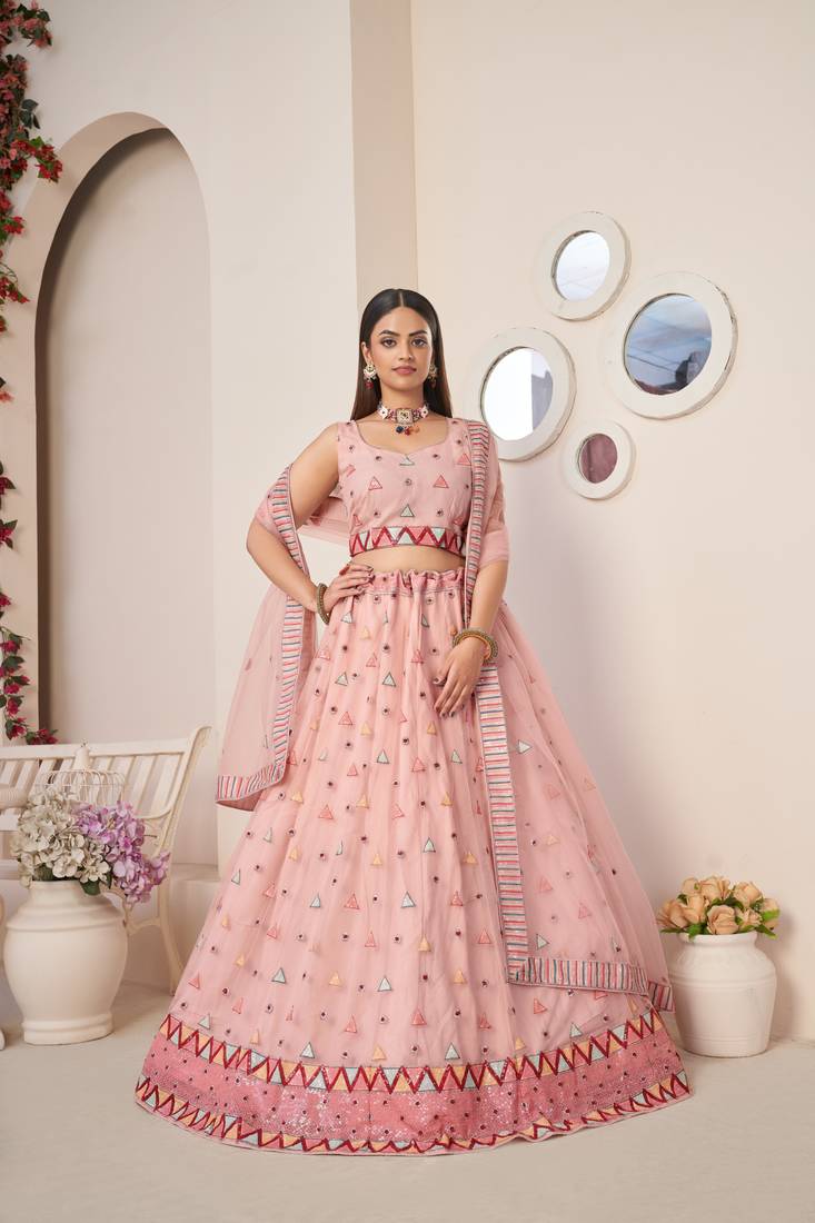 beautiful Pink girlish designer lehenga with intricate Thread work