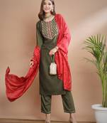   women kurta and trousers pant set silk blend