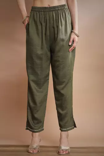   women kurta and trousers pant set silk blend