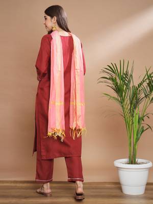   women kurta and trousers pant set cotton blend 2