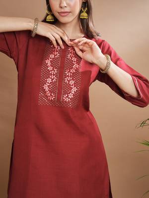   women kurta and trousers pant set cotton blend 3