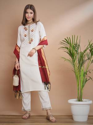   women kurta and trousers pant set cotton blend 1