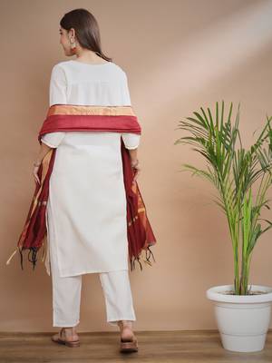   women kurta and trousers pant set cotton blend 2
