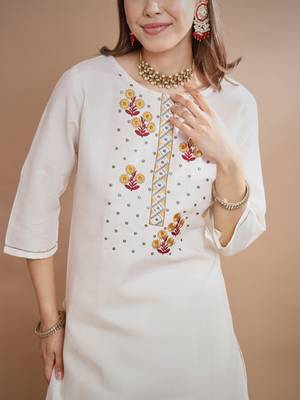   women kurta and trousers pant set cotton blend 3