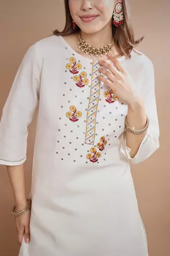   women kurta and trousers pant set cotton blend