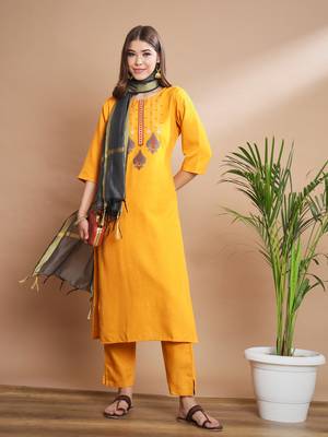   women kurta and trousers pant set cotton blend 1