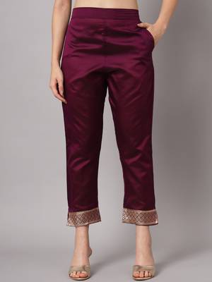   women kurta and trousers pant set heavy zari wok silk blend 4