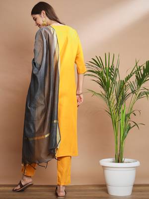   women kurta and trousers pant set cotton blend 2