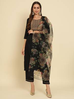   women kurta and trousers pant set cotton blend 1