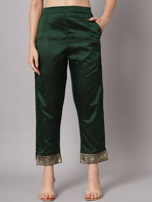   women kurta and trousers pant set heavy zari wok silk blend 4