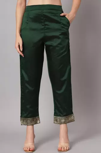   women kurta and trousers pant set heavy zari wok silk blend