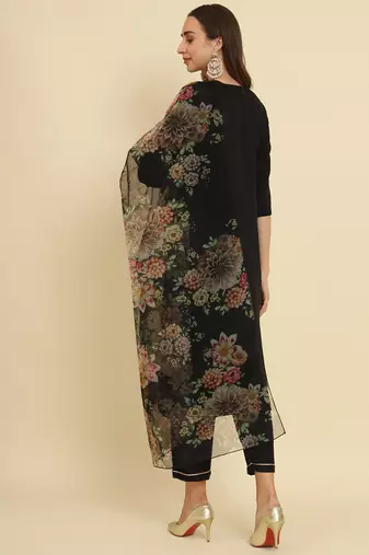   women kurta and trousers pant set cotton blend