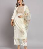   women kurta and trousers pant set cotton blend