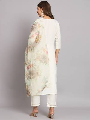   women kurta and trousers pant set cotton blend 2