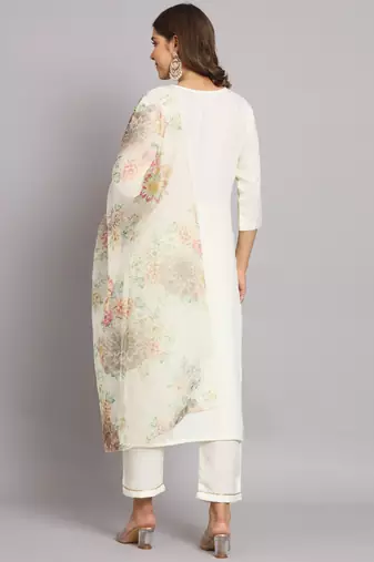   women kurta and trousers pant set cotton blend