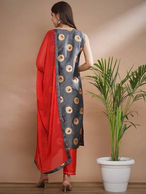   women kurta and trousers pant set silk blend 2
